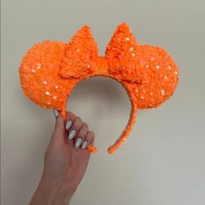 Orange Minnie Mouse ears brand new/never been worn from Etsy. Perfect for fall.